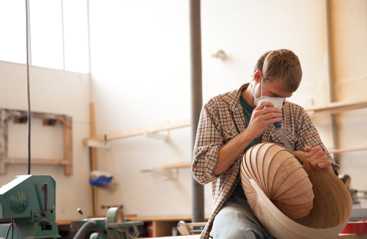 Student in Woodworking Shop